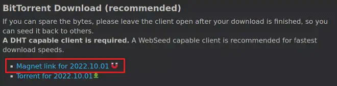An image of Arch Linux magnet link